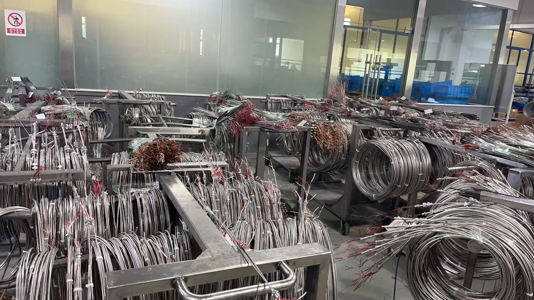 Coiled industrial temperature sensors in production